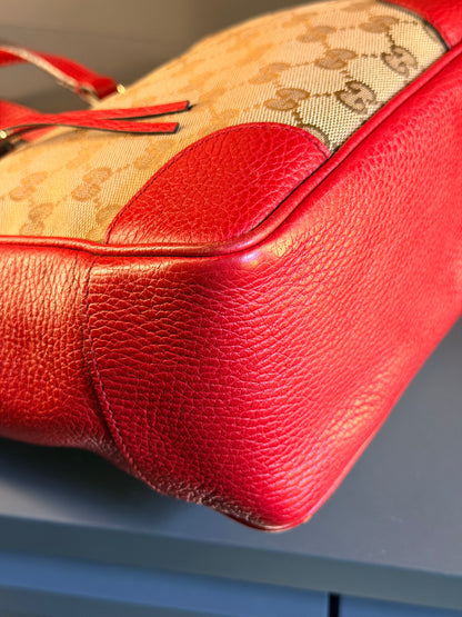 GUCCI RED MONOGRAM SMALL TWO WAY HANDBAG