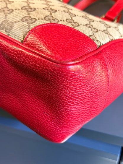 GUCCI RED MONOGRAM SMALL TWO WAY HANDBAG