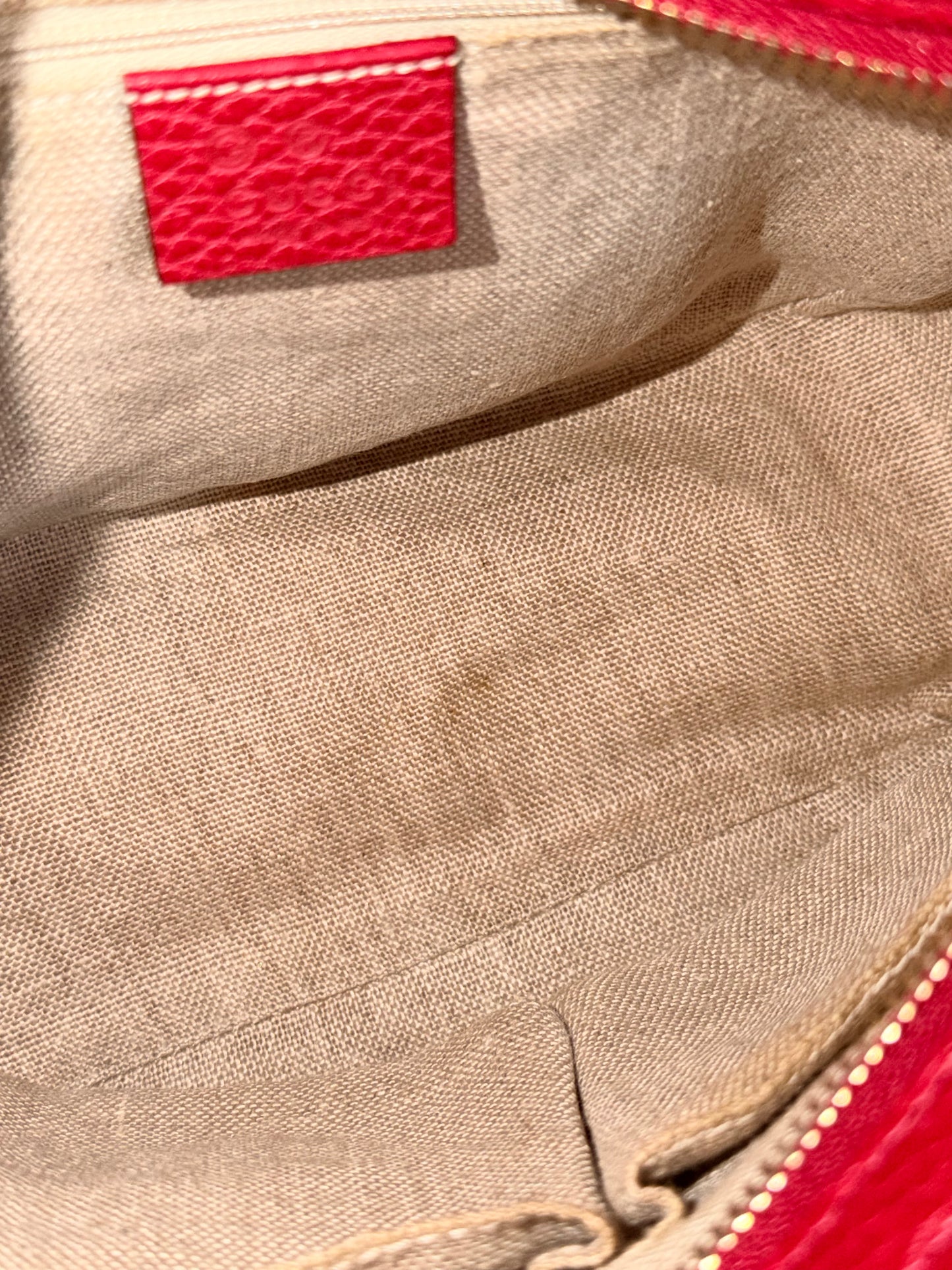 GUCCI RED MONOGRAM SMALL TWO WAY HANDBAG