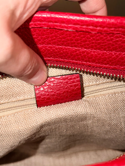 GUCCI RED MONOGRAM SMALL TWO WAY HANDBAG