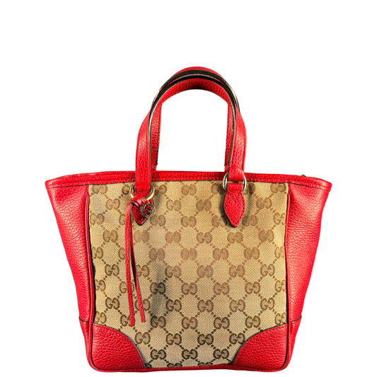GUCCI RED MONOGRAM SMALL TWO WAY HANDBAG