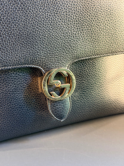 GUCCI BLACK LARGE INTERLOCKING SHOULDER BAG