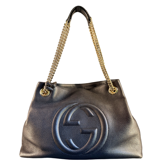 GUCCI BLACK SOHO SHOPPING TOTE BAG