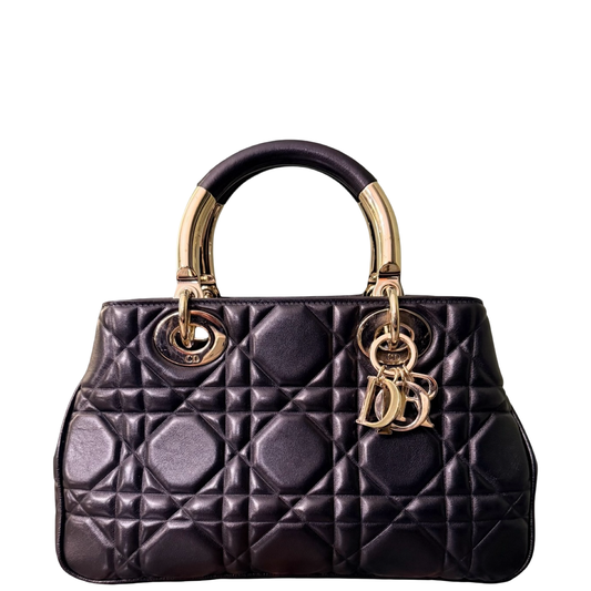 DIOR BLACK MAXI CANNAGE LADY DIOR 95.22 HANDBAG