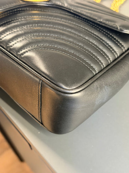 GUCCI BLACK LARGE MARMONT SHOULDER BAG