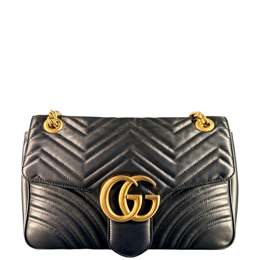 GUCCI BLACK LARGE MARMONT SHOULDER BAG