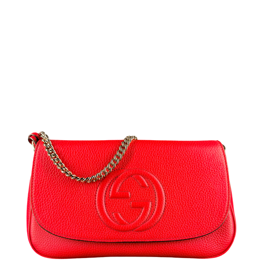 GUCCI RED SOHO CHAIN CROSSBODY BAG