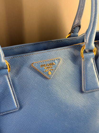 PRADA BLUE MEDIUM GALLERIA HANDBAG