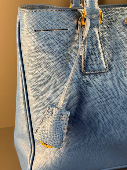 PRADA BLUE MEDIUM GALLERIA HANDBAG