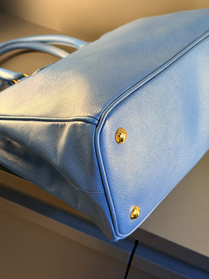 PRADA BLUE MEDIUM GALLERIA HANDBAG