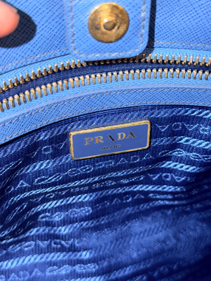 PRADA BLUE MEDIUM GALLERIA HANDBAG