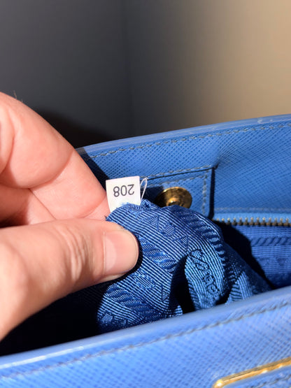 PRADA BLUE MEDIUM GALLERIA HANDBAG