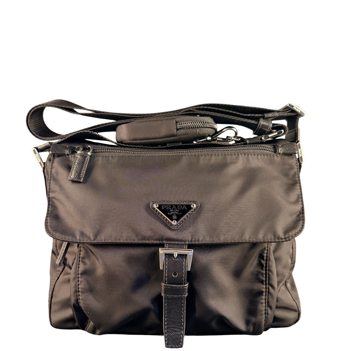 PRADA BLACK RE-NYLON SMALL MESSANGER CROSSBODY BAG