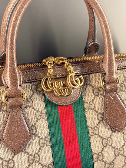 GUCCI GG SUPREME OPHIDIA EAST WEST BOSTON BAG