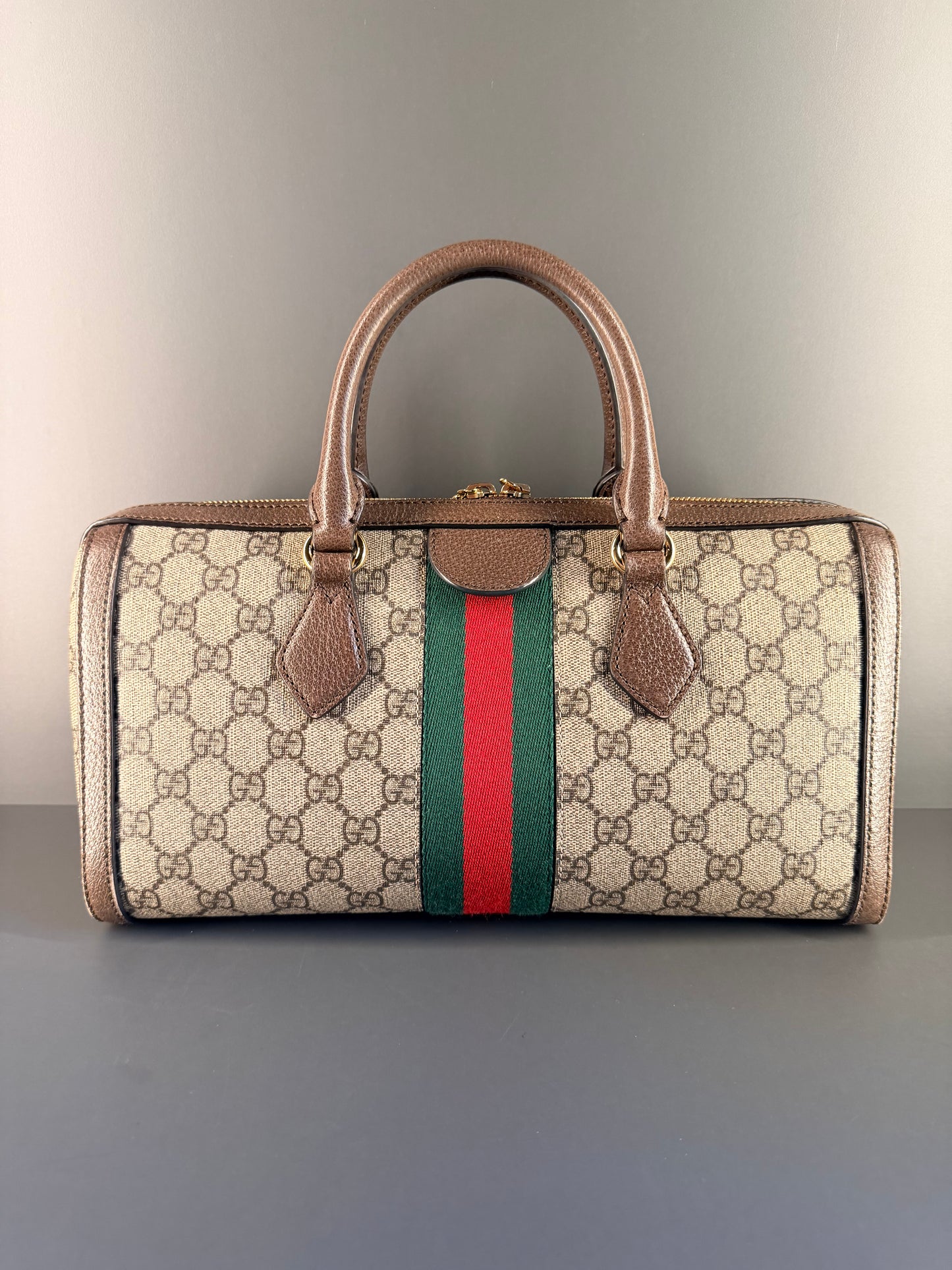 GUCCI GG SUPREME OPHIDIA EAST WEST BOSTON BAG