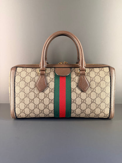 GUCCI GG SUPREME OPHIDIA EAST WEST BOSTON BAG