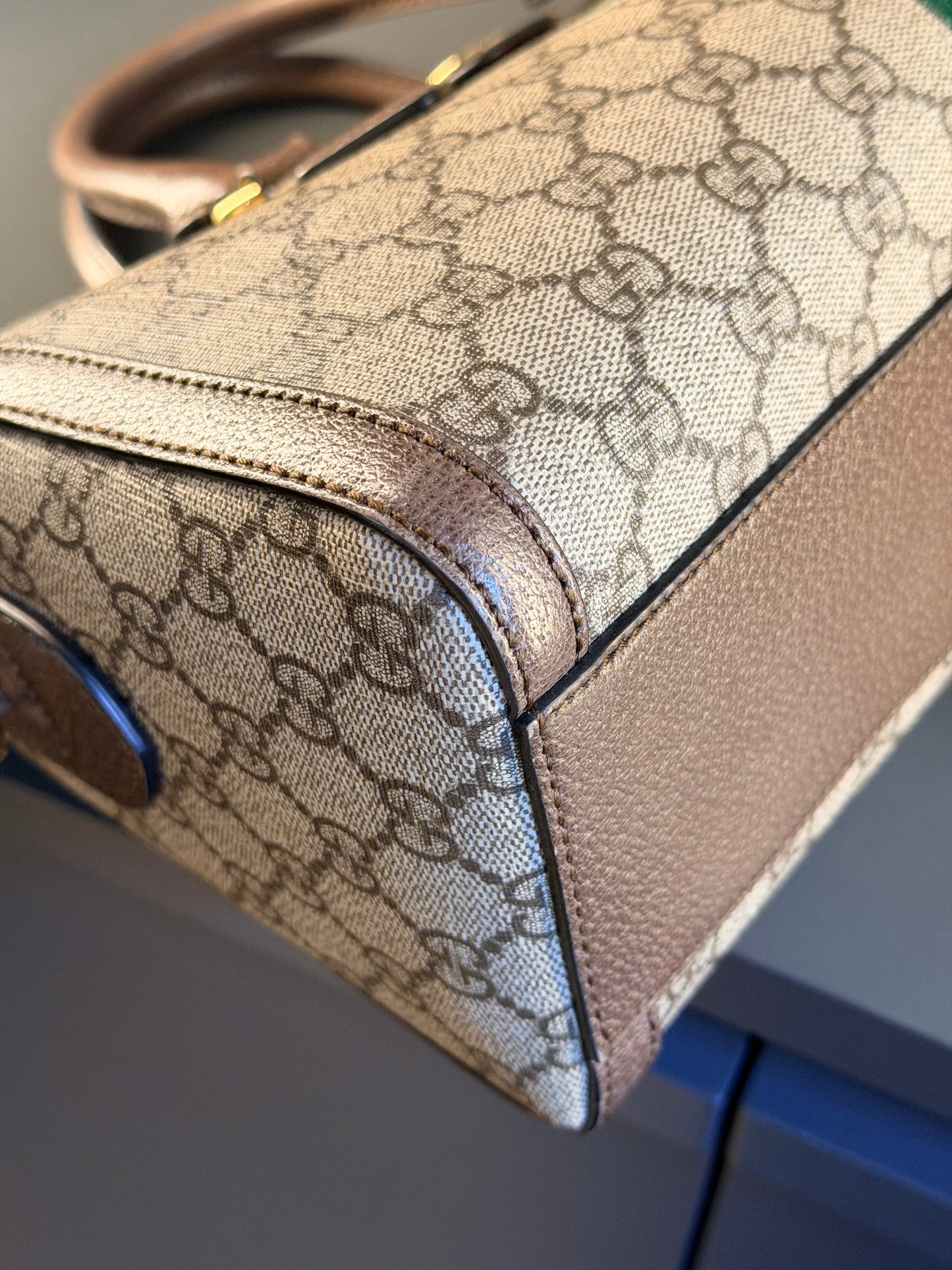 GUCCI GG SUPREME OPHIDIA EAST WEST BOSTON BAG