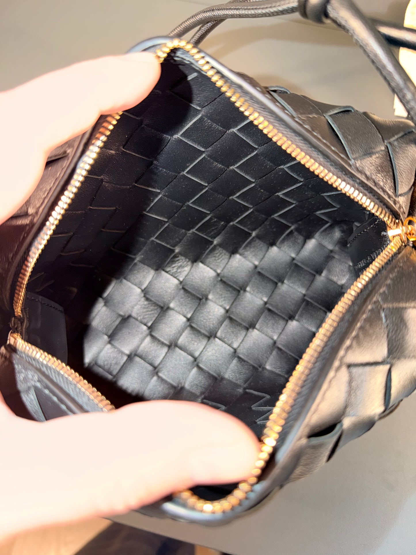 BOTTEGA VENETA BLACK MINI LOOP CROSSBODY BAG