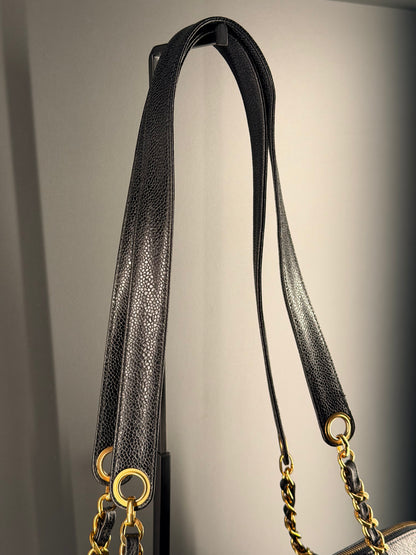 CHANEL BLACK CAVIAR XL SHOPPING TOTE