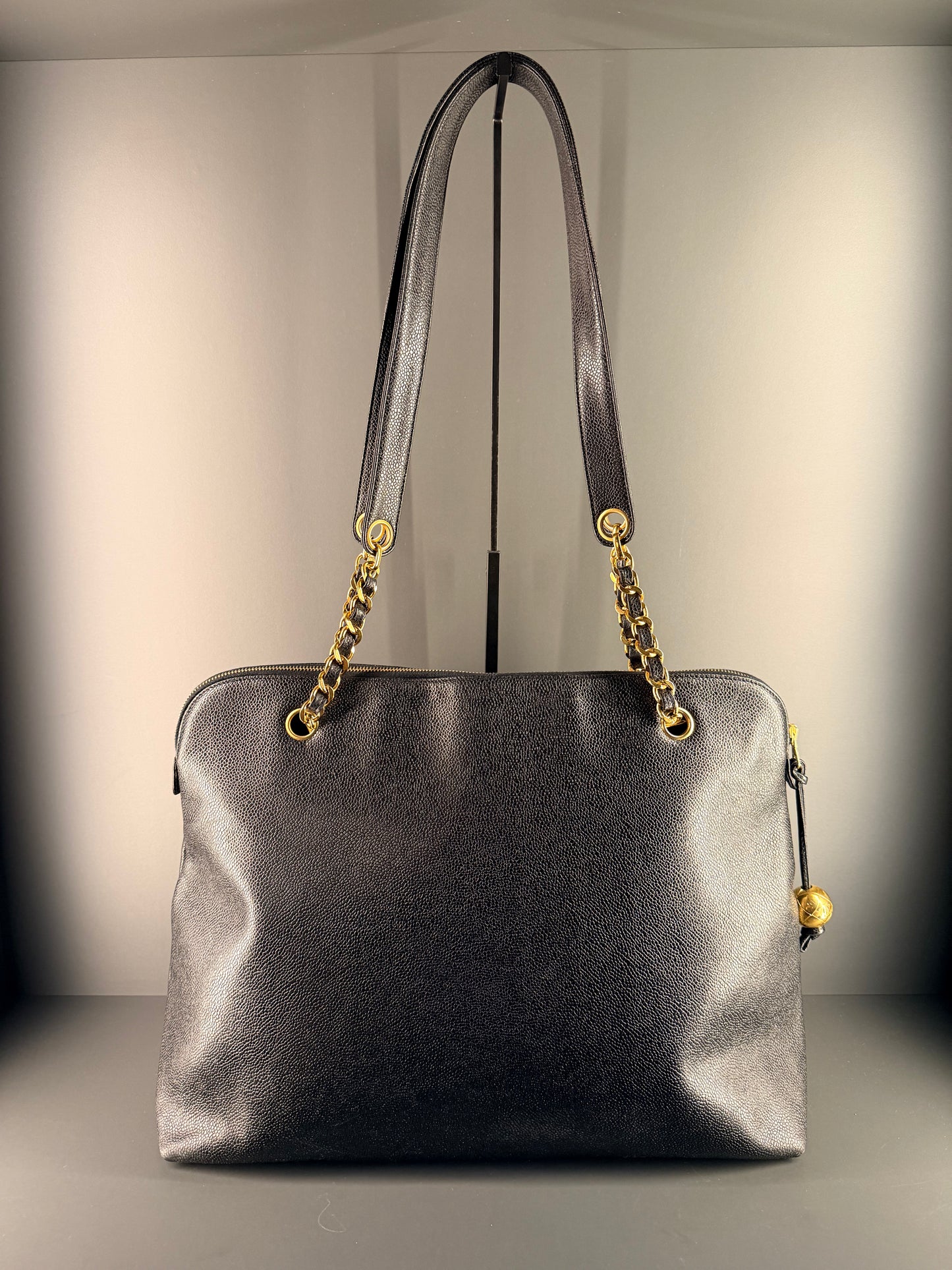 CHANEL BLACK CAVIAR XL SHOPPING TOTE