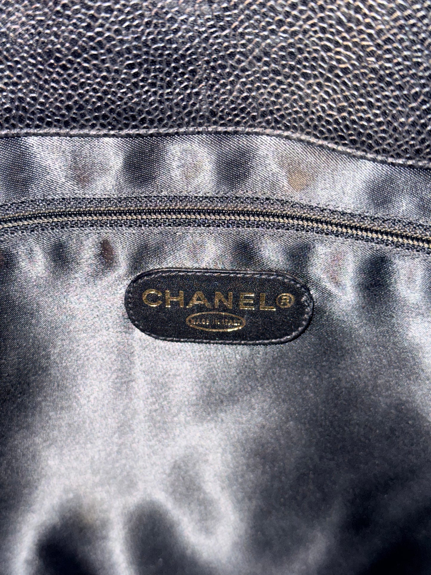 CHANEL BLACK CAVIAR XL SHOPPING TOTE