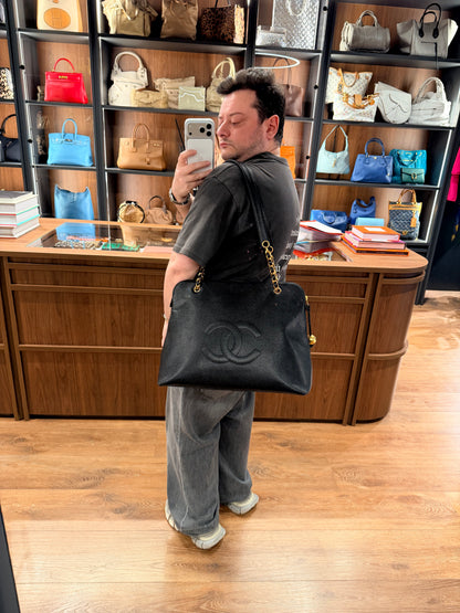 CHANEL BLACK CAVIAR XL SHOPPING TOTE