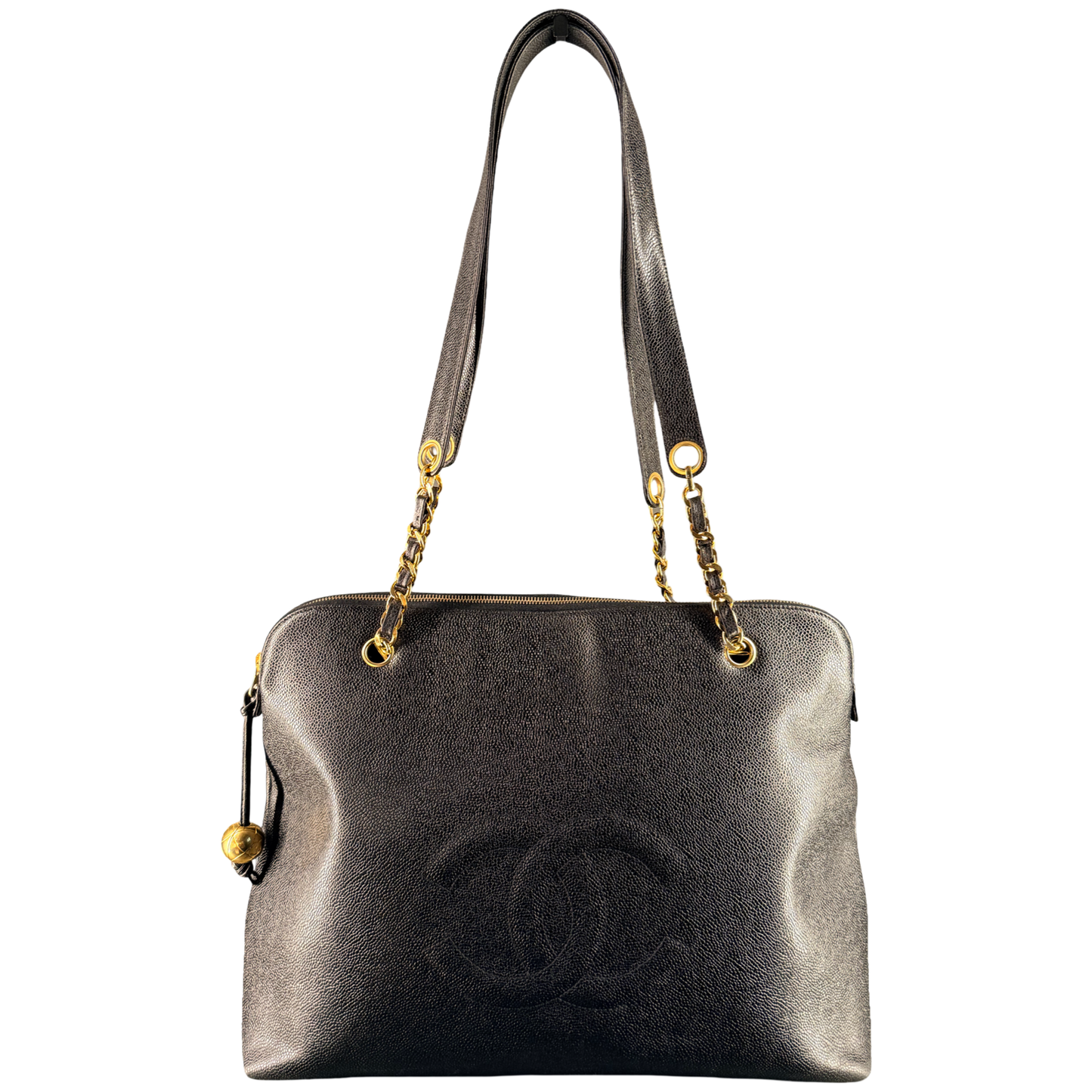 CHANEL BLACK CAVIAR XL SHOPPING TOTE