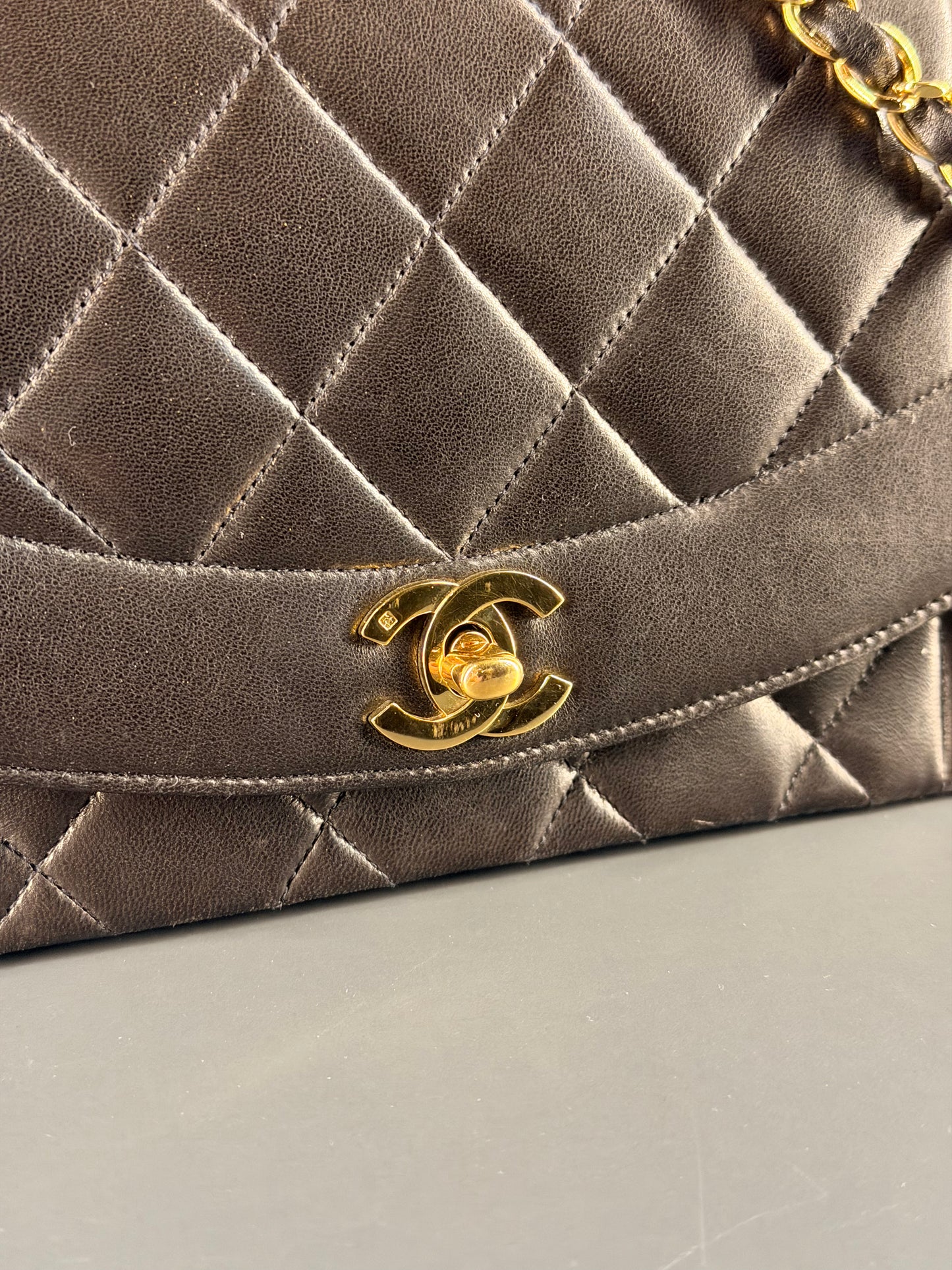 CHANEL BLACK LAMBSKIN SMALL DIANA CROSSBODY BAG
