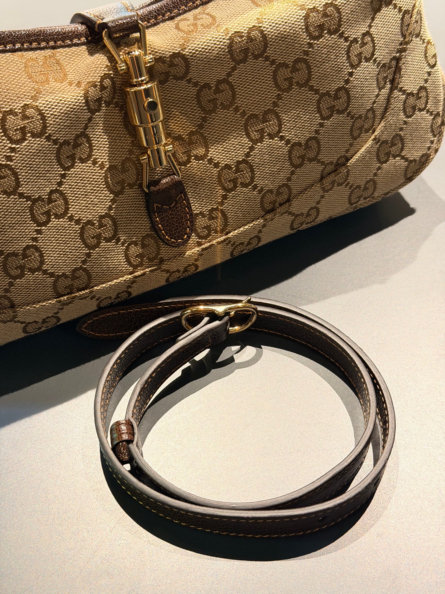 GUCCI MONOGRAM GG JACKIE SLIM SHOULDER BAG