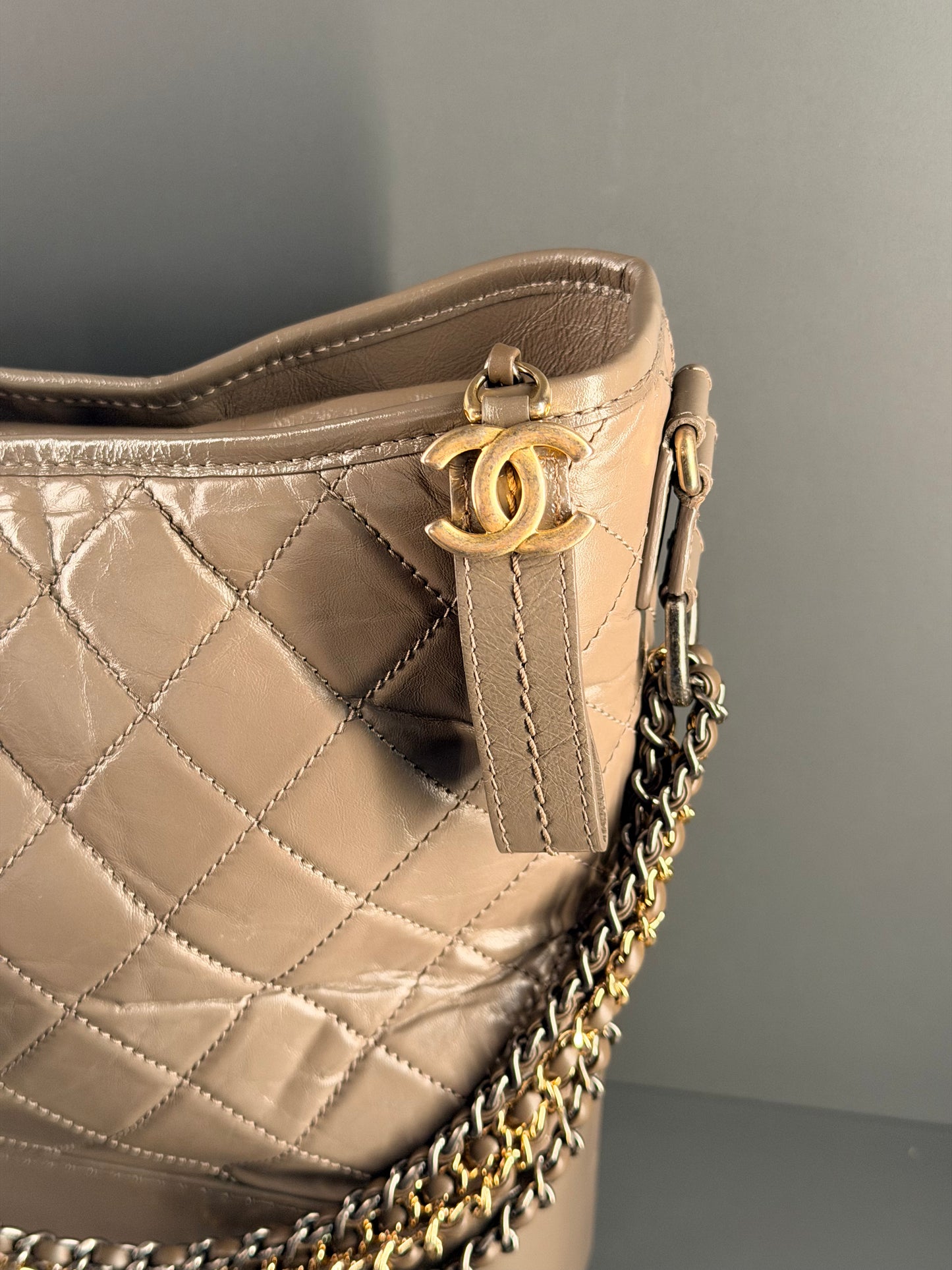 CHANEL TAUPE LARGE GABRIELLE SHOULDER BAG