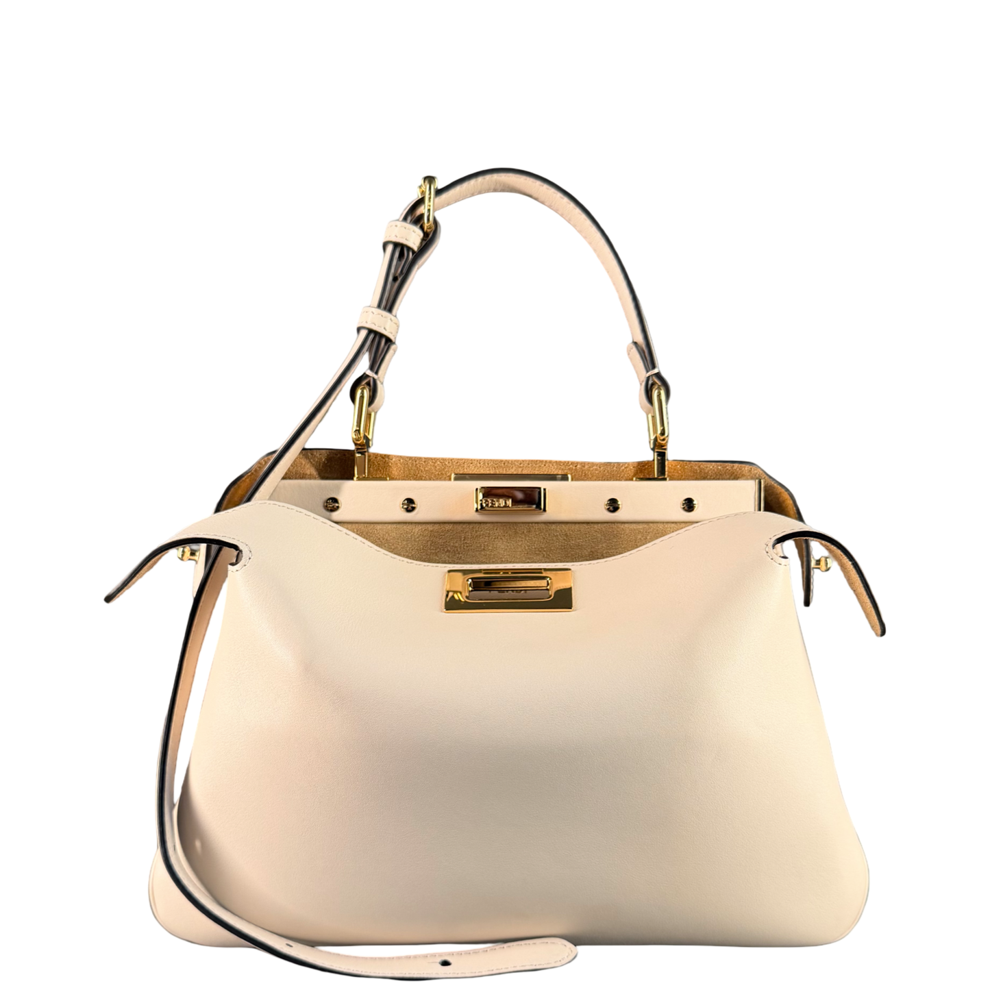 FENDI WHITE SMALL SOFT PEEKABOO SHOULDER BAG