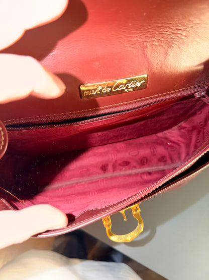 CARTIER BURGUNDY MESSANGER CROSSBODY BAG