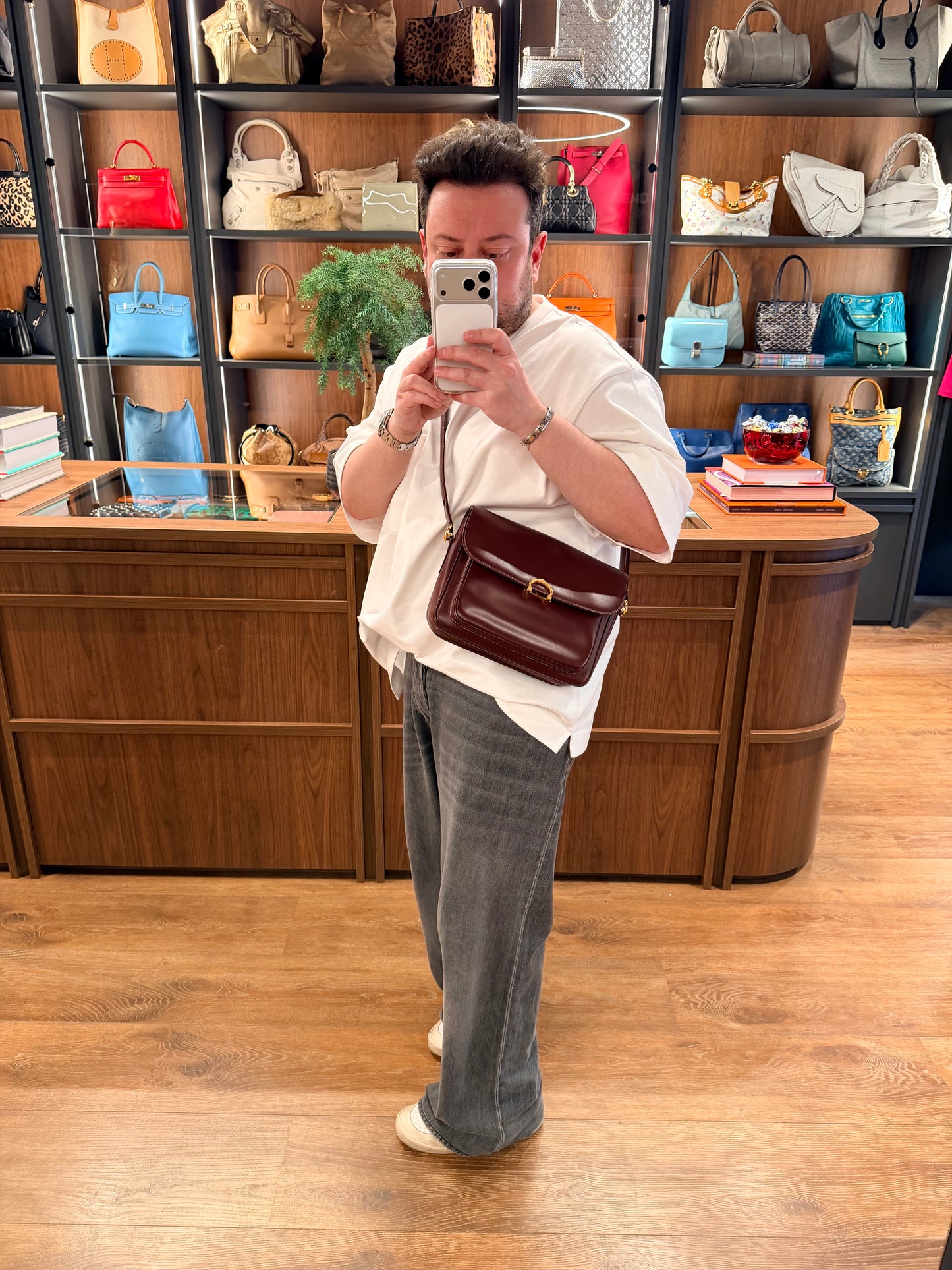 CARTIER BURGUNDY MESSANGER CROSSBODY BAG