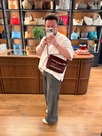 CARTIER BURGUNDY MESSANGER CROSSBODY BAG