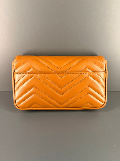 GUCCI TAN MARMONT SMALL CROSSBODY BAG W/ CARD HOLDER