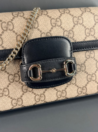 GUCCI GG SUPREME SMALL HORSEBIT 1955 SOFT SHOULDER BAG