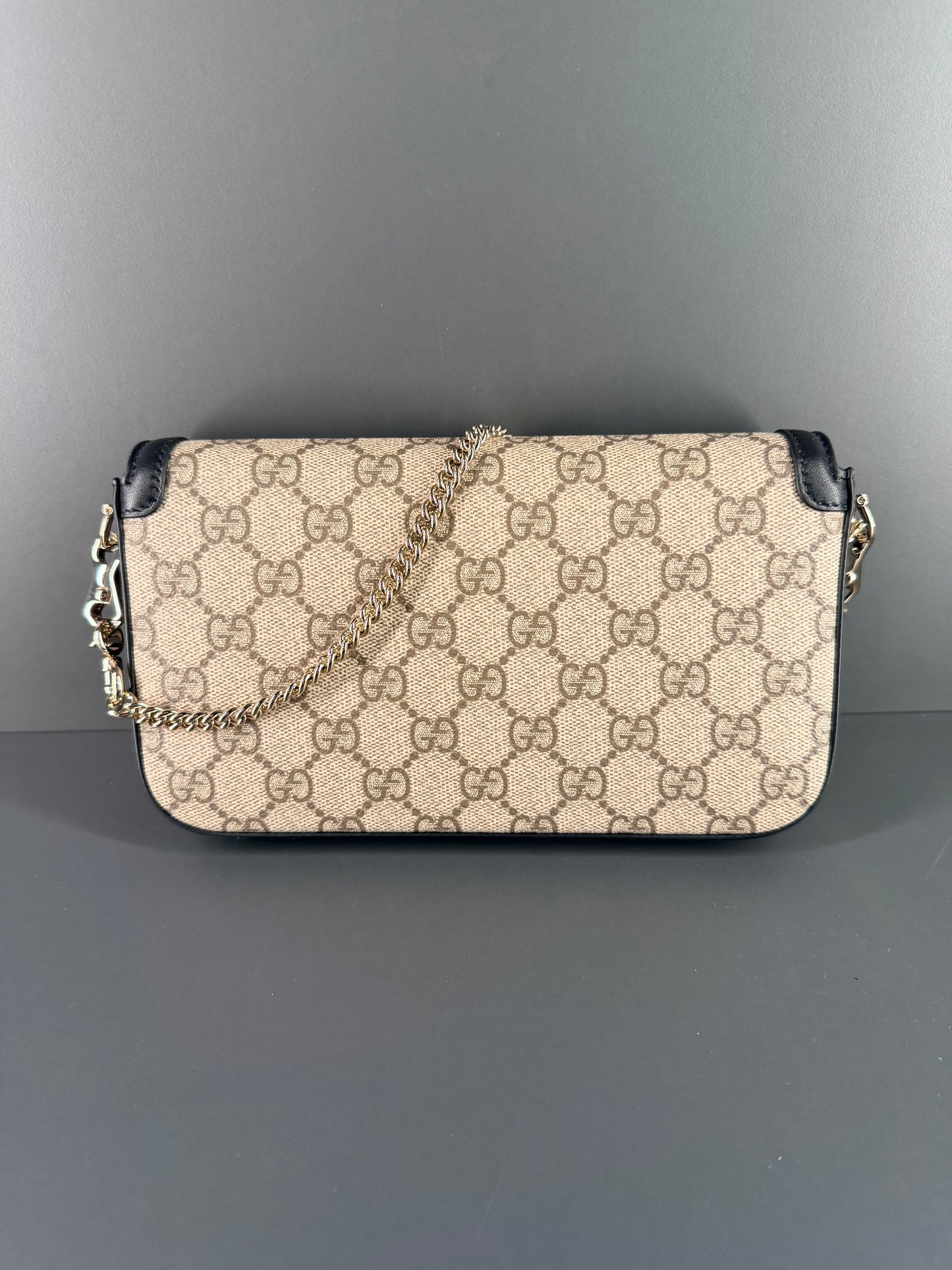 GUCCI GG SUPREME SMALL HORSEBIT 1955 SOFT SHOULDER BAG