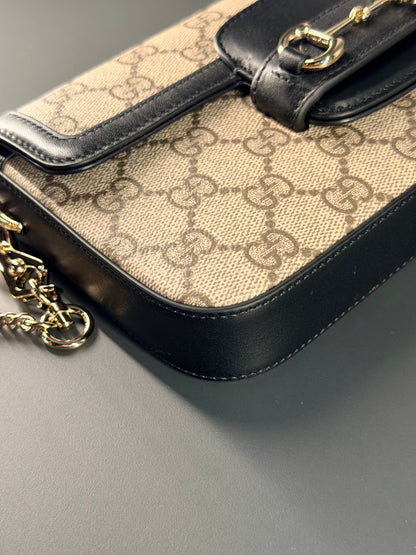 GUCCI GG SUPREME SMALL HORSEBIT 1955 SOFT SHOULDER BAG