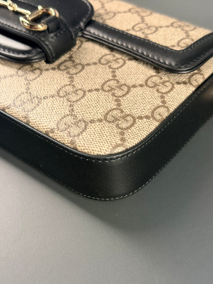 GUCCI GG SUPREME SMALL HORSEBIT 1955 SOFT SHOULDER BAG