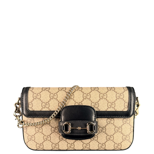 GUCCI GG SUPREME SMALL HORSEBIT 1955 SOFT SHOULDER BAG