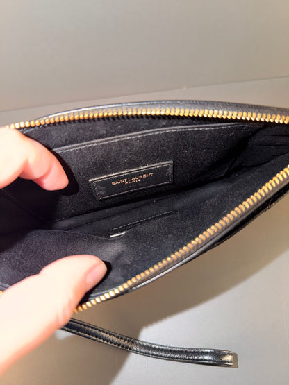 SAINT LAURENT BLACK CASSANDRE LARGE POUCH
