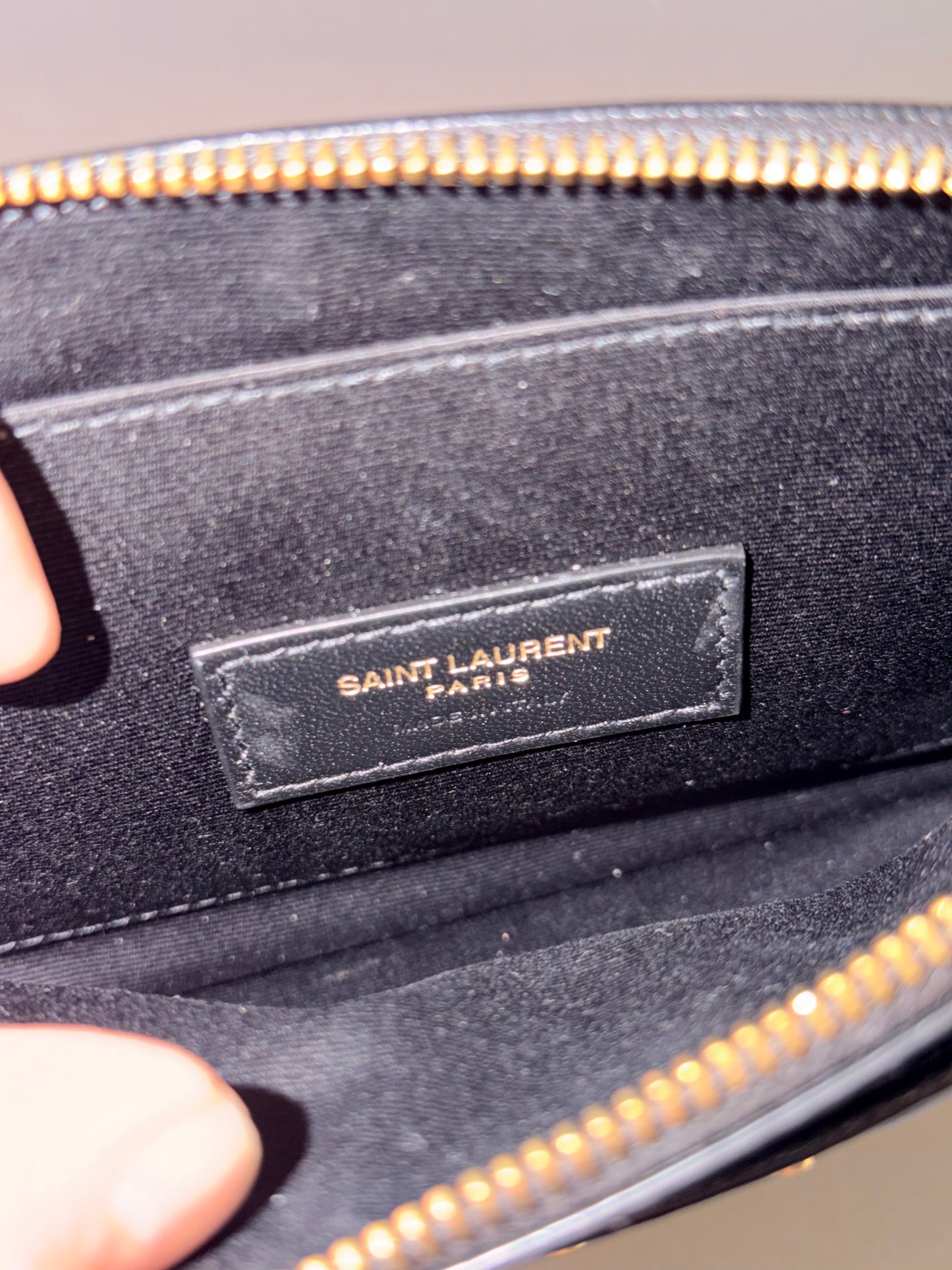 SAINT LAURENT BLACK CASSANDRE LARGE POUCH