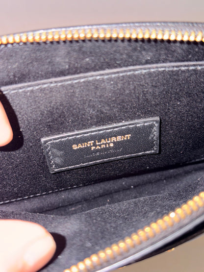 SAINT LAURENT BLACK CASSANDRE LARGE POUCH