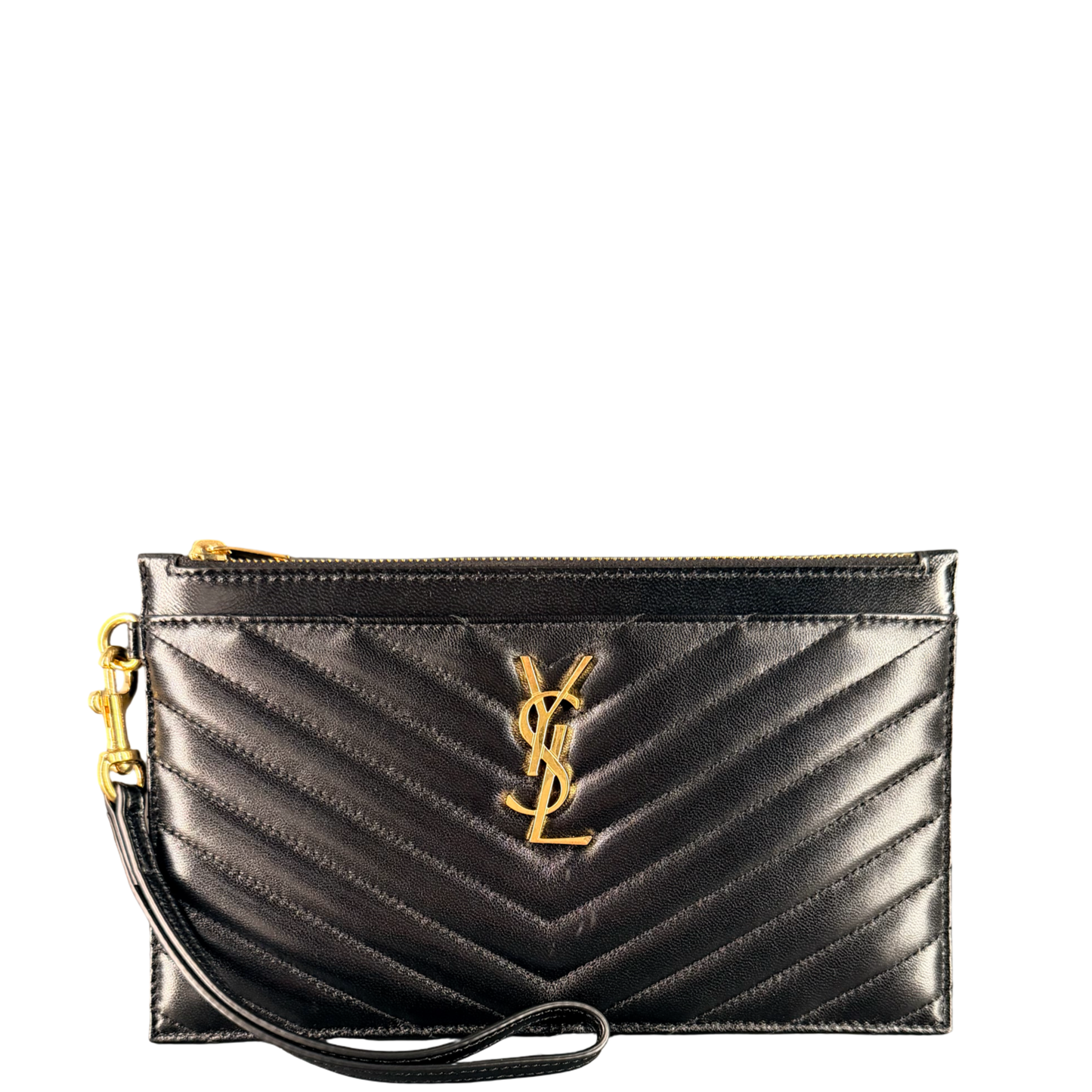 SAINT LAURENT BLACK CASSANDRE LARGE POUCH