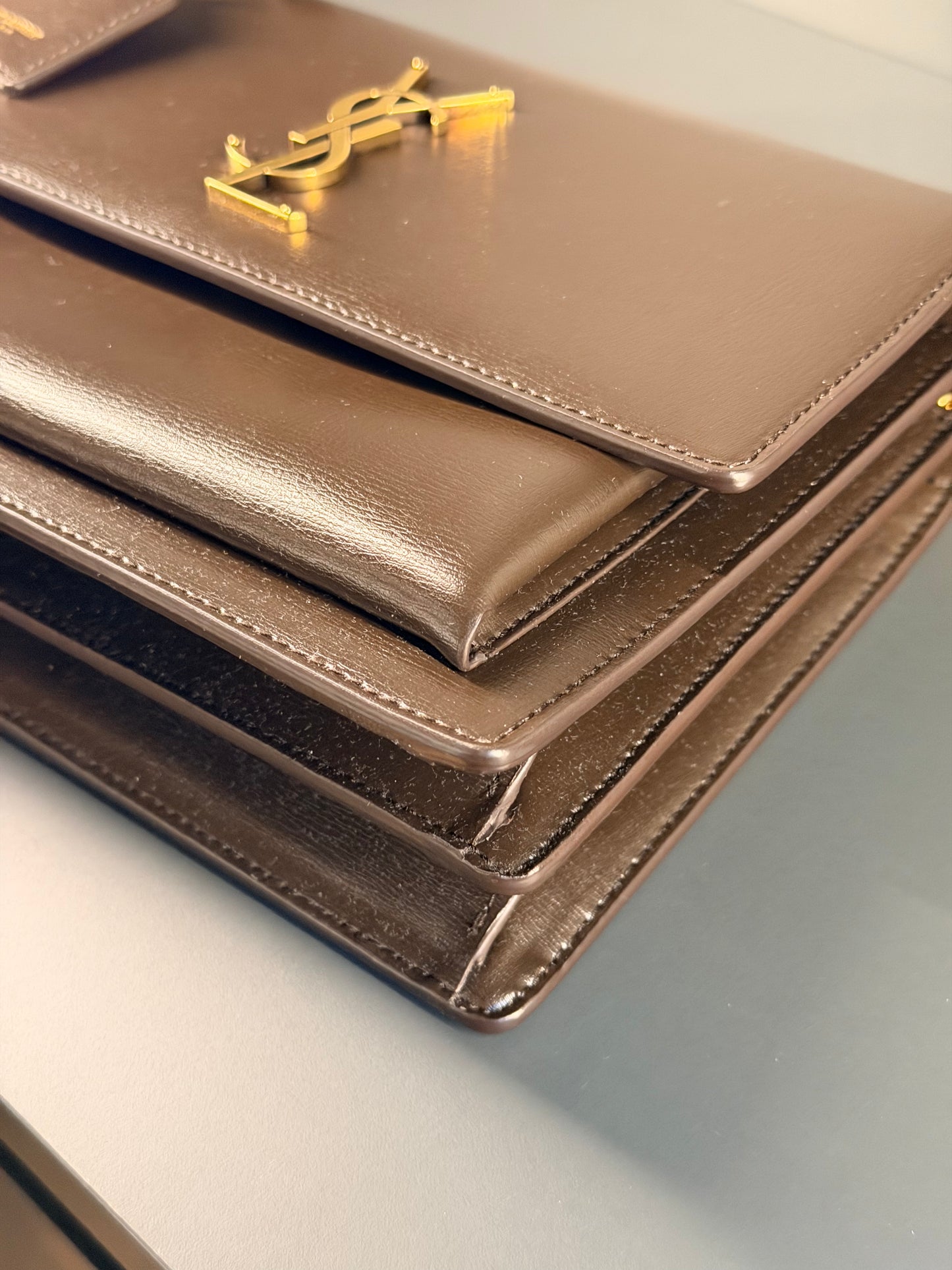 SAINT LAURENT BROWN MEDIUM SUNSET CROSSBODY BAG