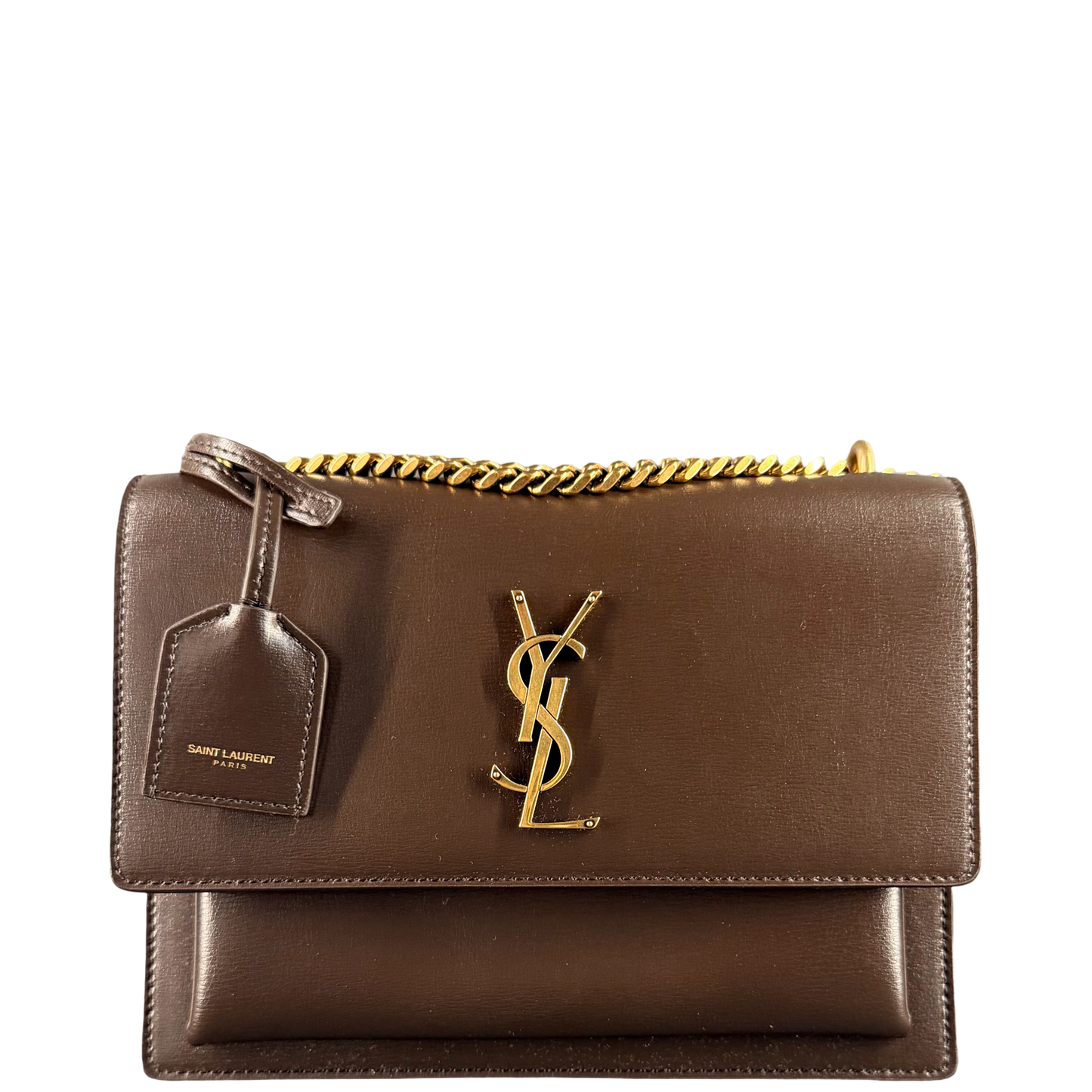 SAINT LAURENT BROWN MEDIUM SUNSET CROSSBODY BAG
