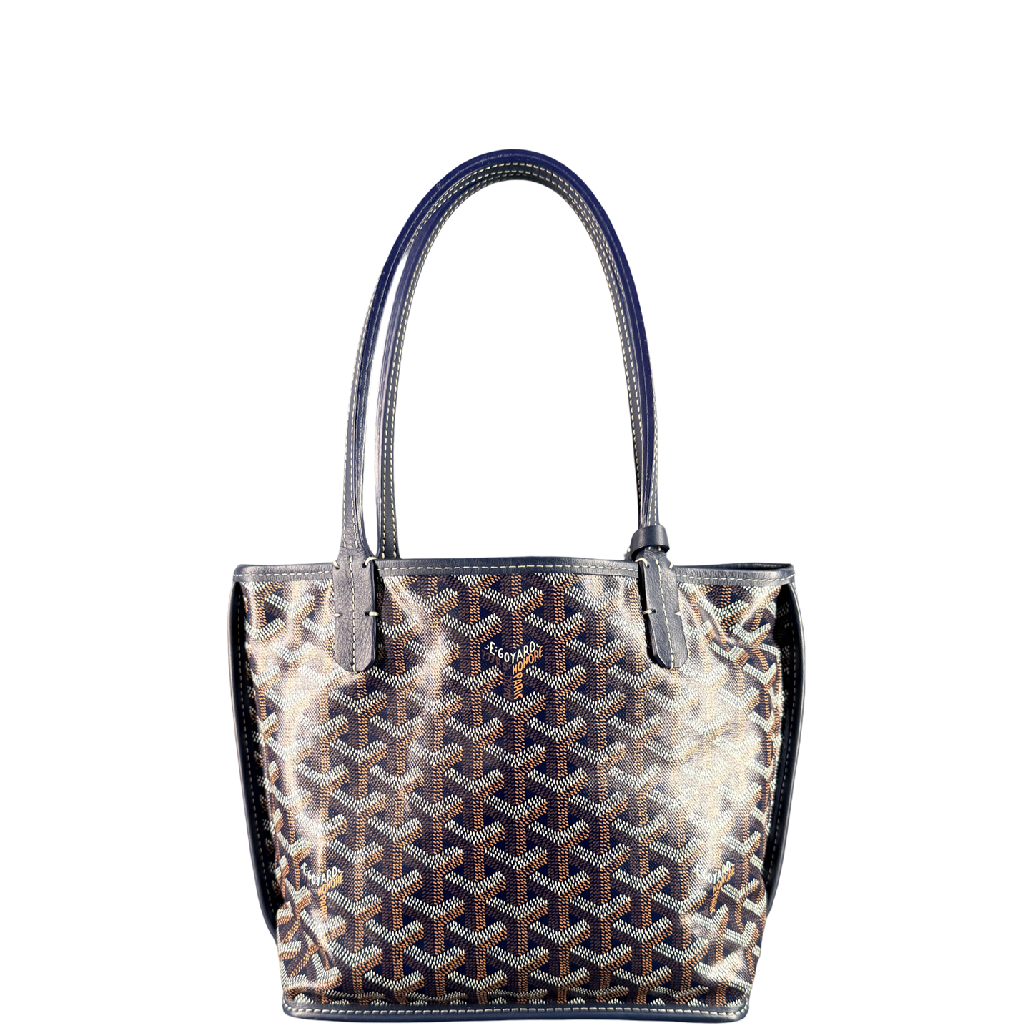 GOYARD NAVY GOYARDINE MINI ANJOU HANDBAG