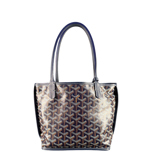 GOYARD NAVY GOYARDINE MINI ANJOU HANDBAG