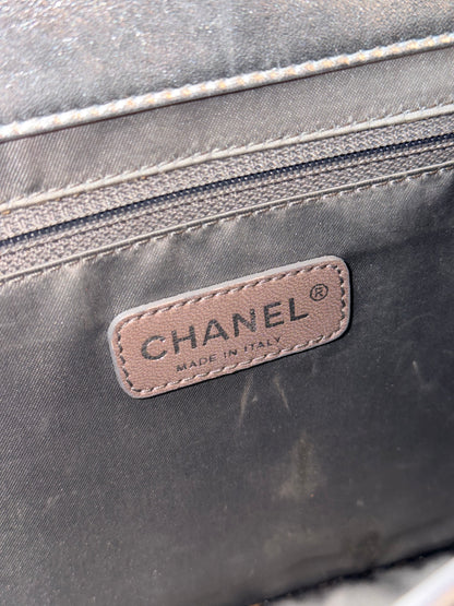 CHANEL SILVER VINYL ICE CUBE CC FLAP SHOULDER BAG