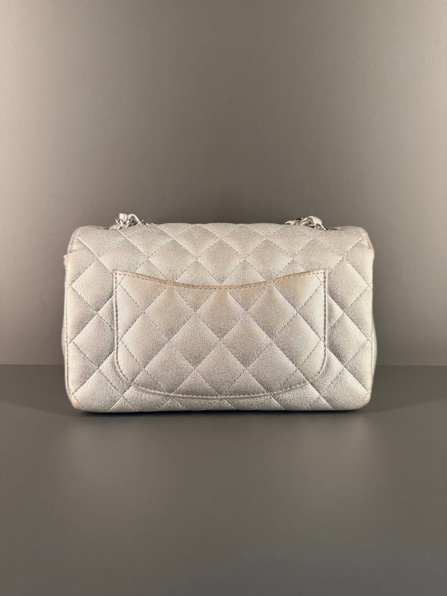 CHANEL SILVER MINI RECTANGULAR CROSSBODY BAG